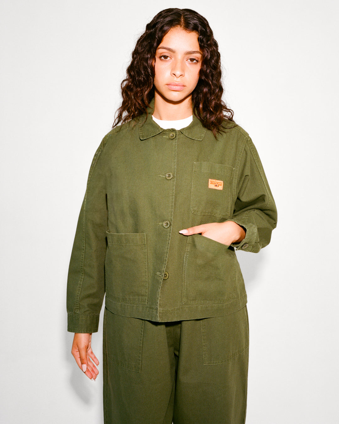 Women's Cropped Work Jacket - Olive