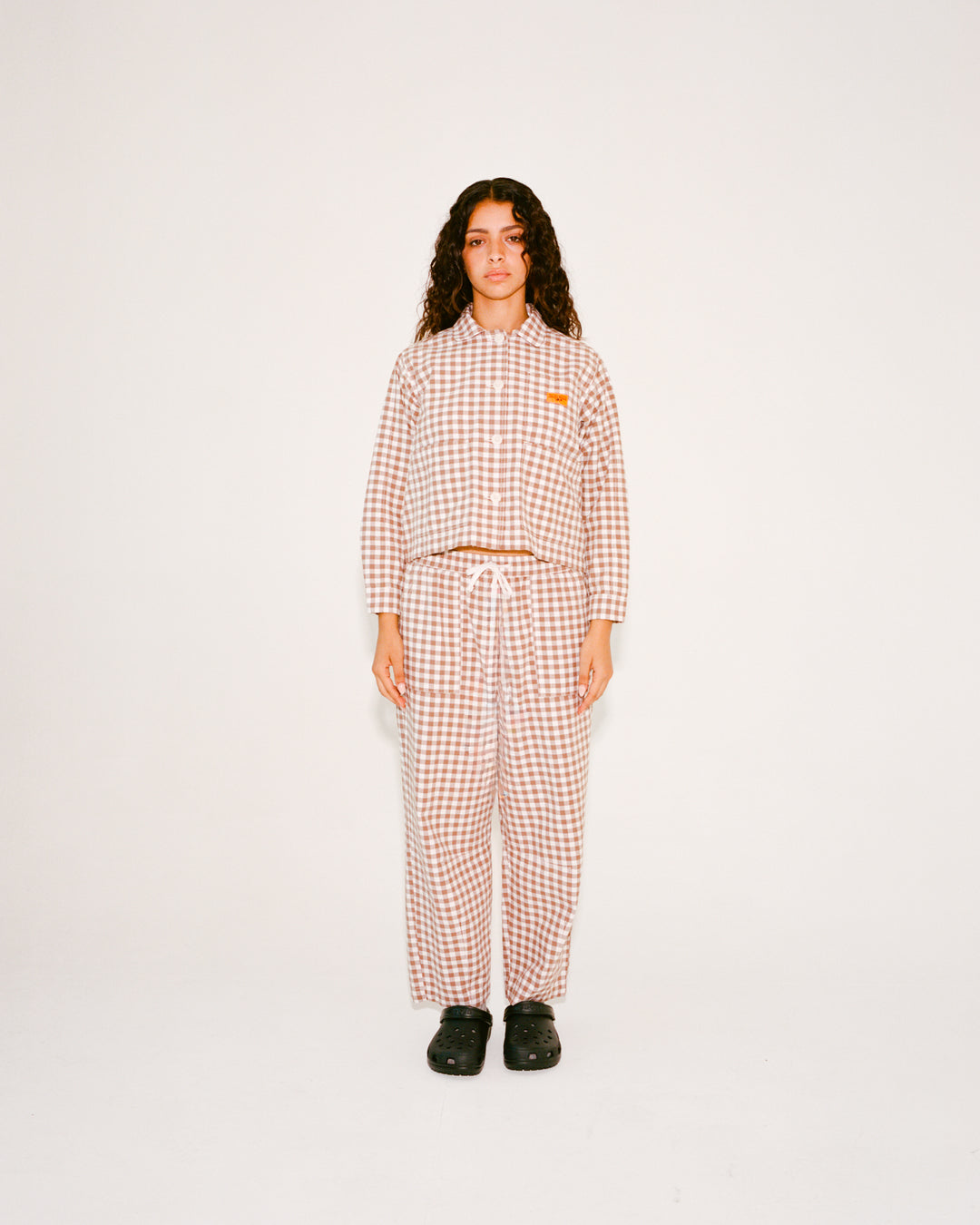Women's Barrel Pants - Brown Gingham