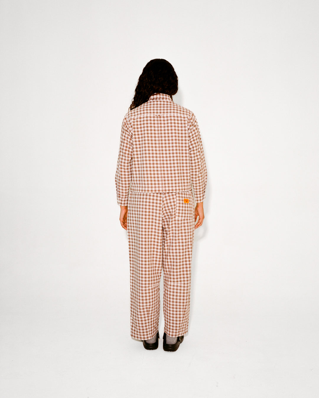 Women's Barrel Pants - Brown Gingham