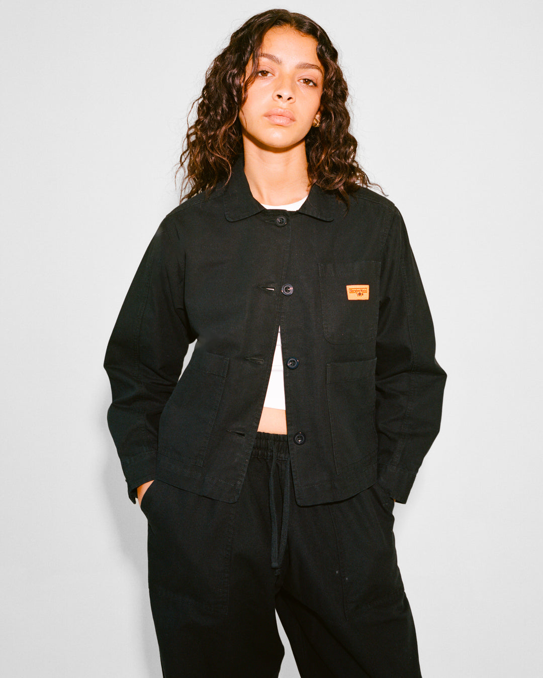 Women's Cropped Work Jacket - Black