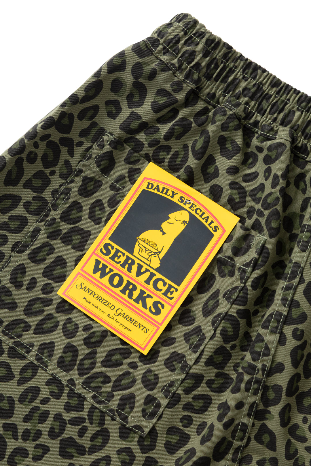 Patterned Chef Shorts - Green Leopard