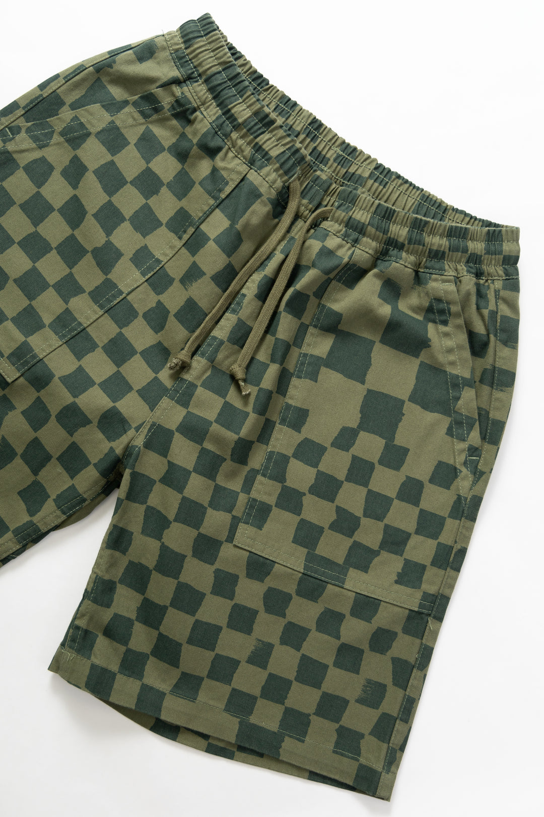 Printed Chef Shorts - Olive Checker