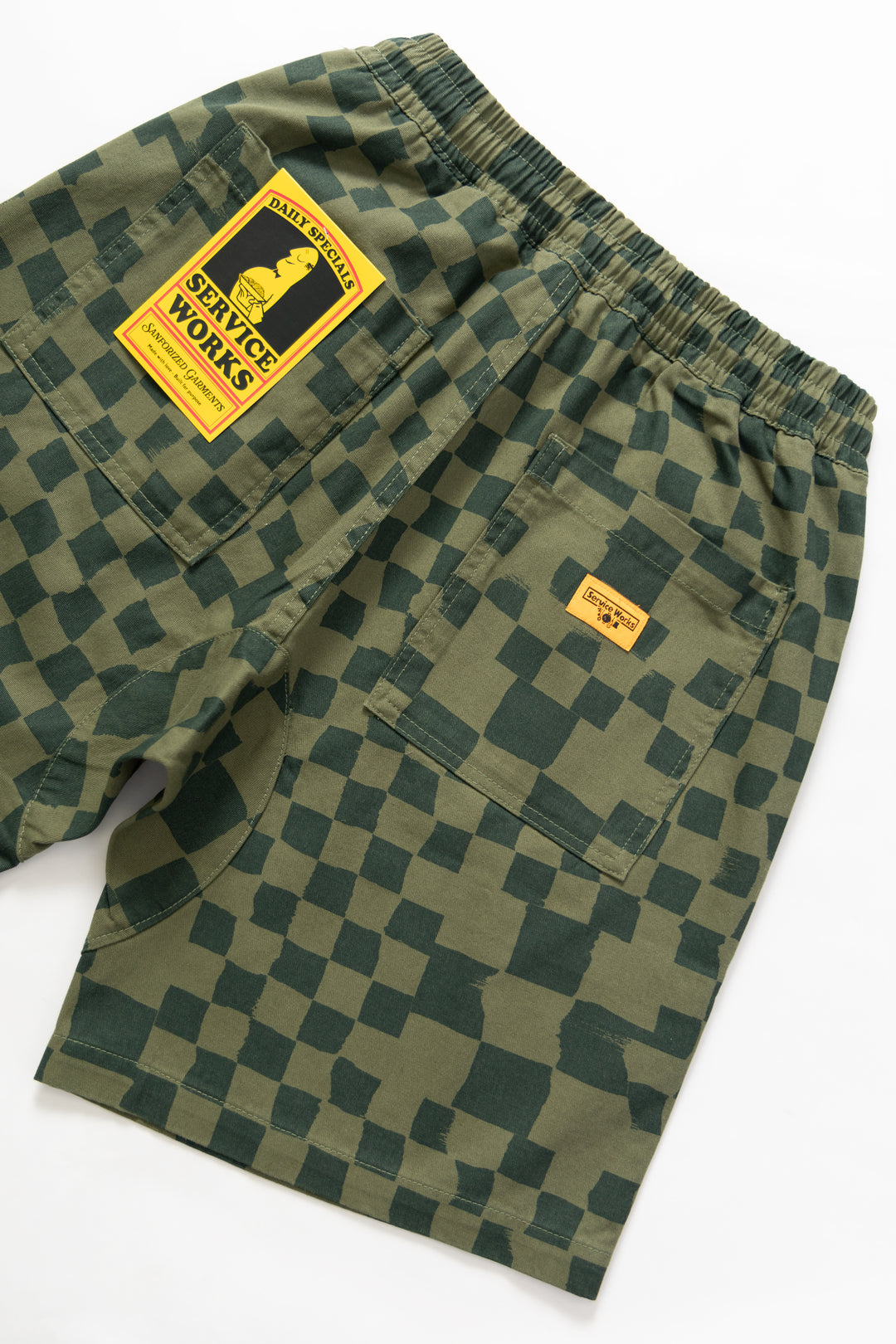 Printed Chef Shorts - Olive Checker