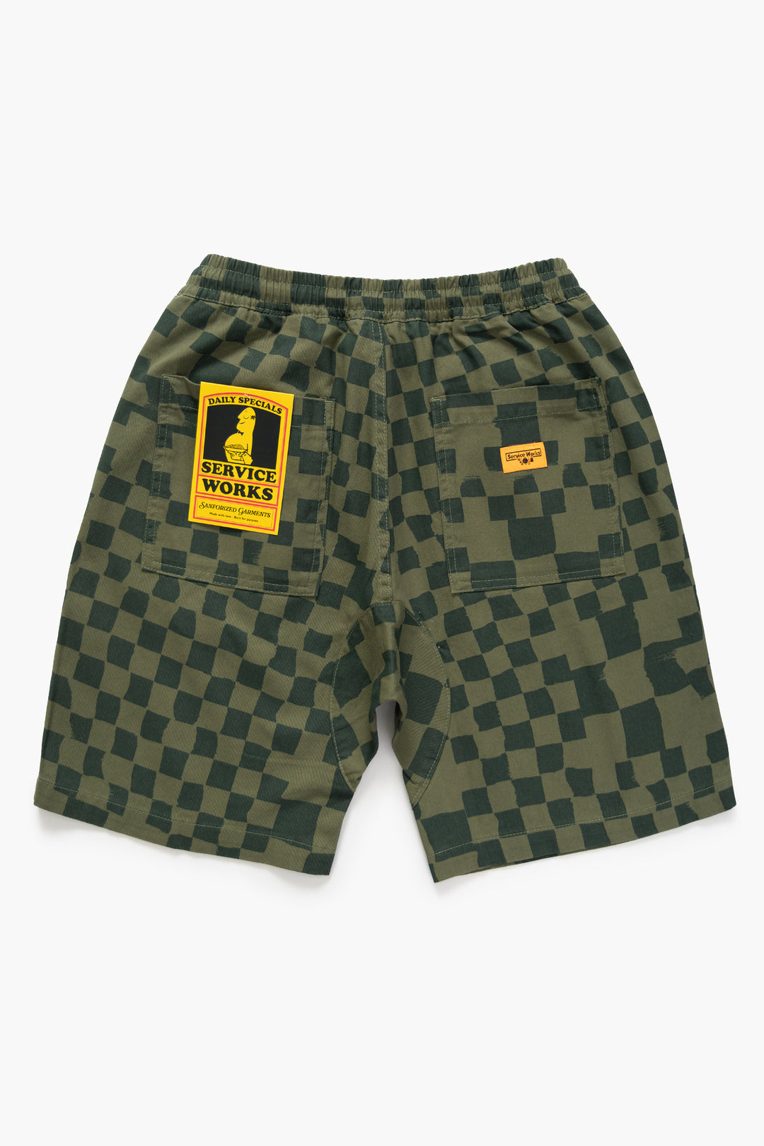Printed Chef Shorts - Olive Checker