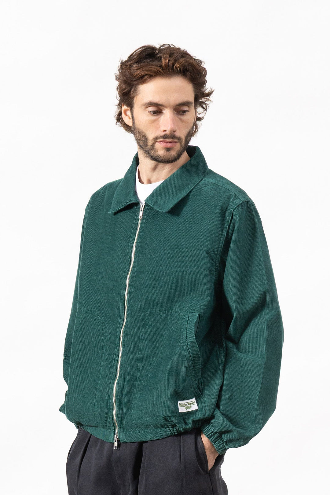 Fine Cord Work Jacket - Green