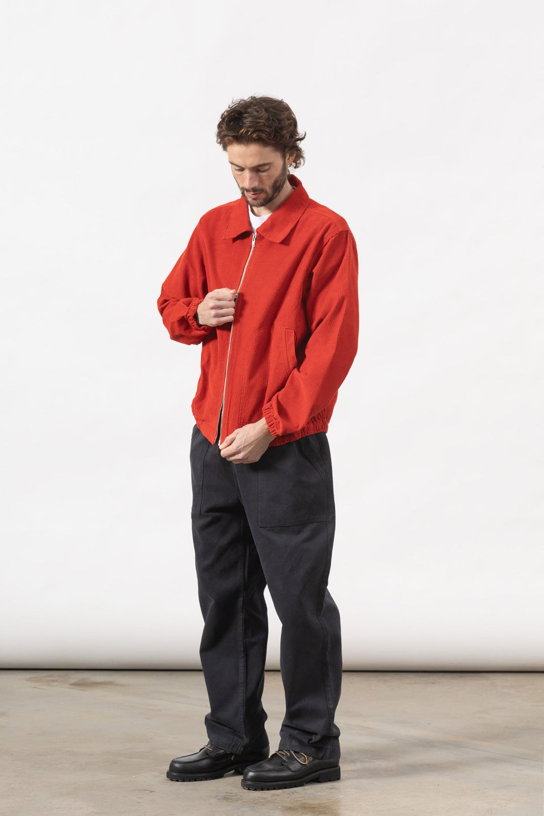 Fine Cord Work Jacket - Red