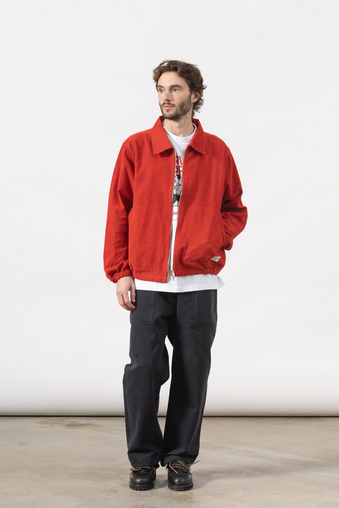 Fine Cord Work Jacket - Red