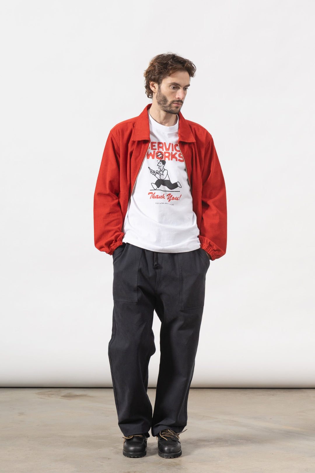 Fine Cord Work Jacket - Red