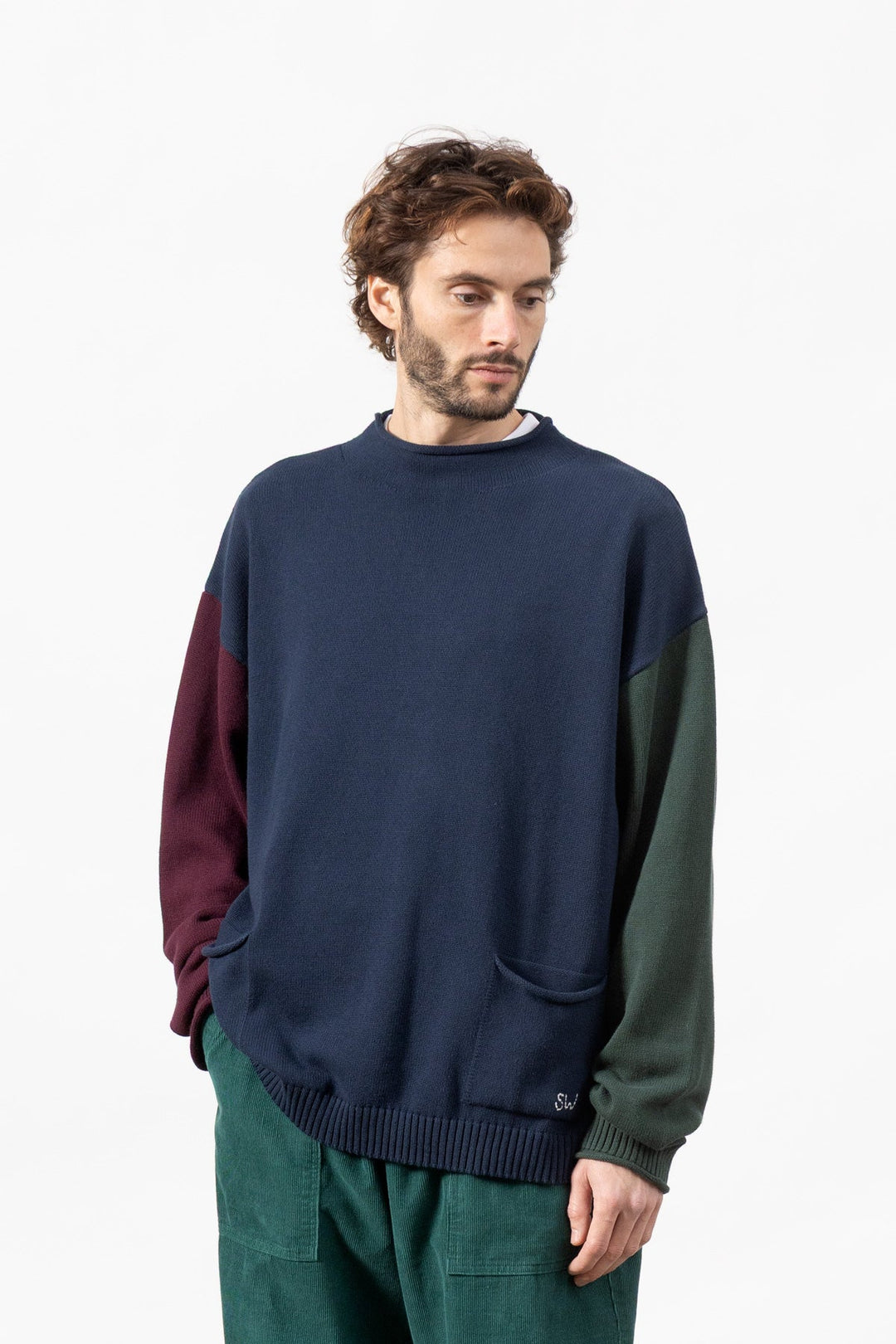 Mock Smock Sweater - Tricolour