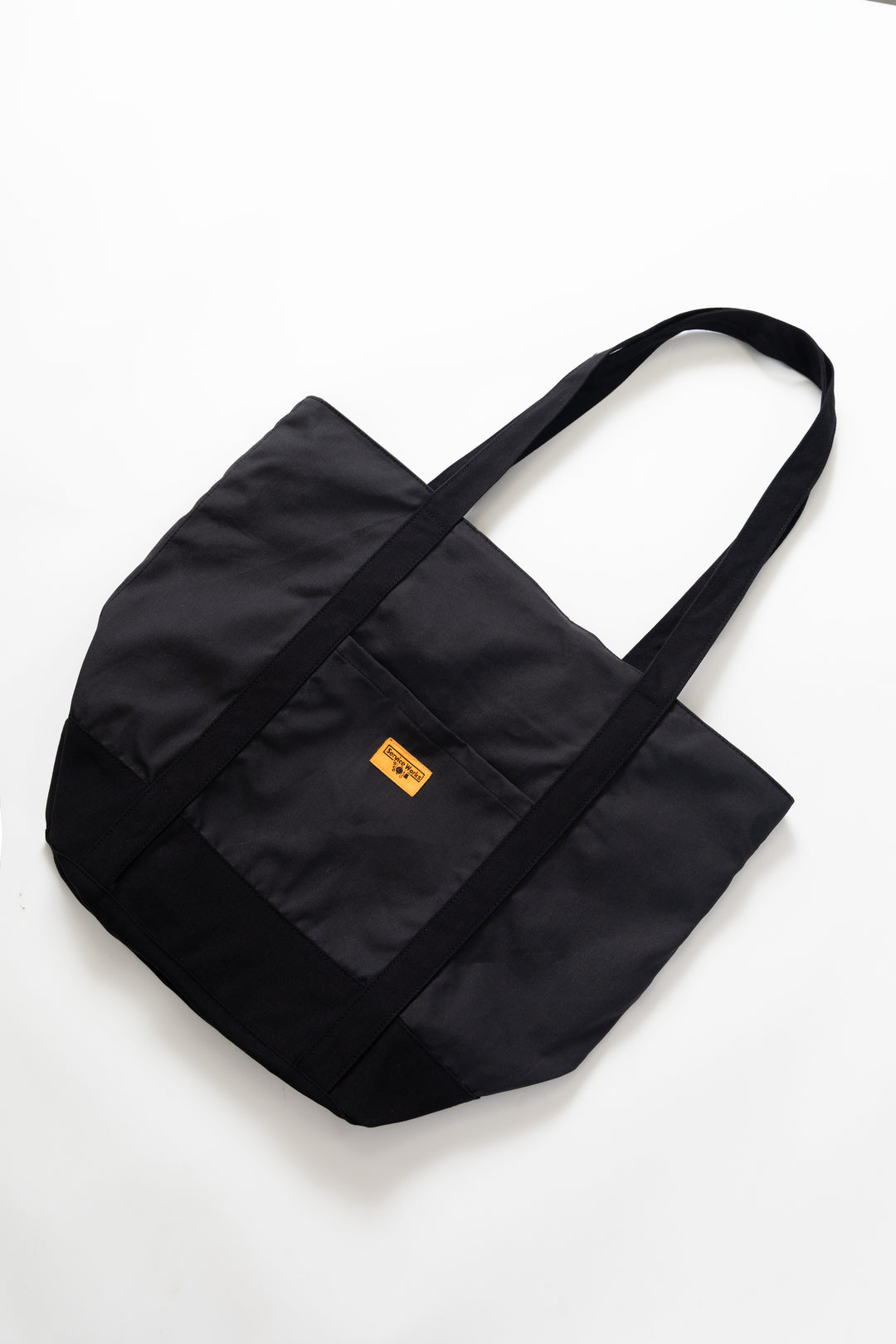 Waxed Cotton Tote Bag - Black
