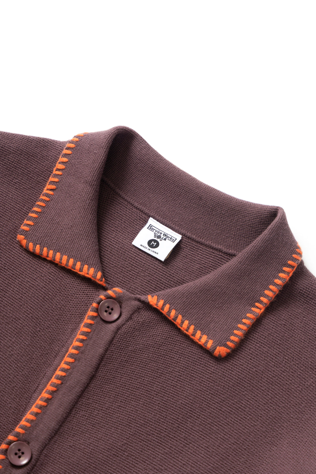 Blanket Stitch Cardigan - Brown