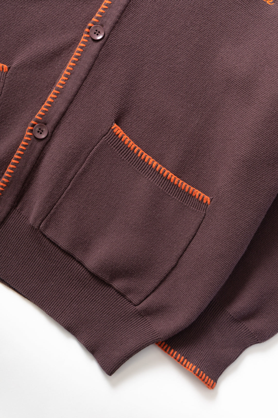 Blanket Stitch Cardigan - Brown