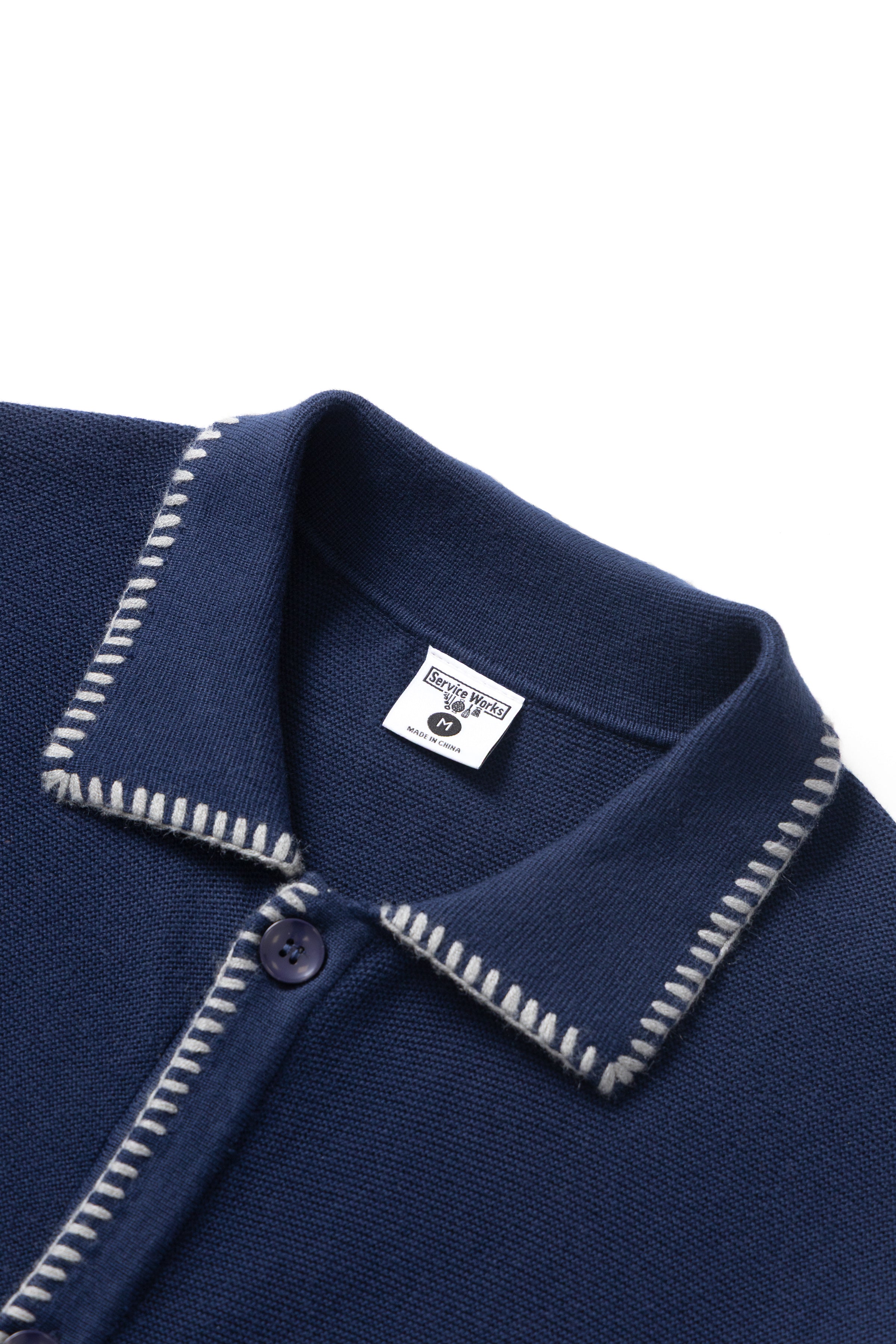 Service Works - Blanket Stitch Cardigan - Navy – Service Works London