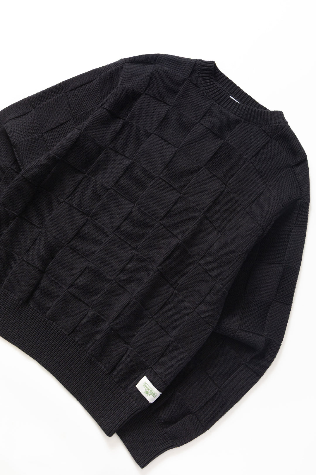 Check Knit Crewneck - Black