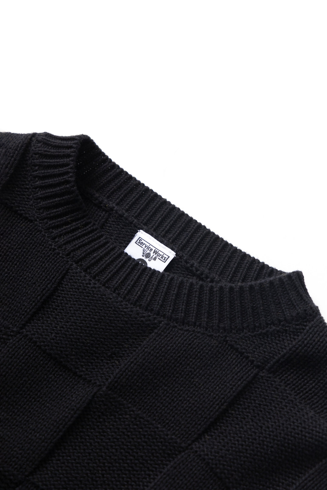 Check Knit Crewneck - Black