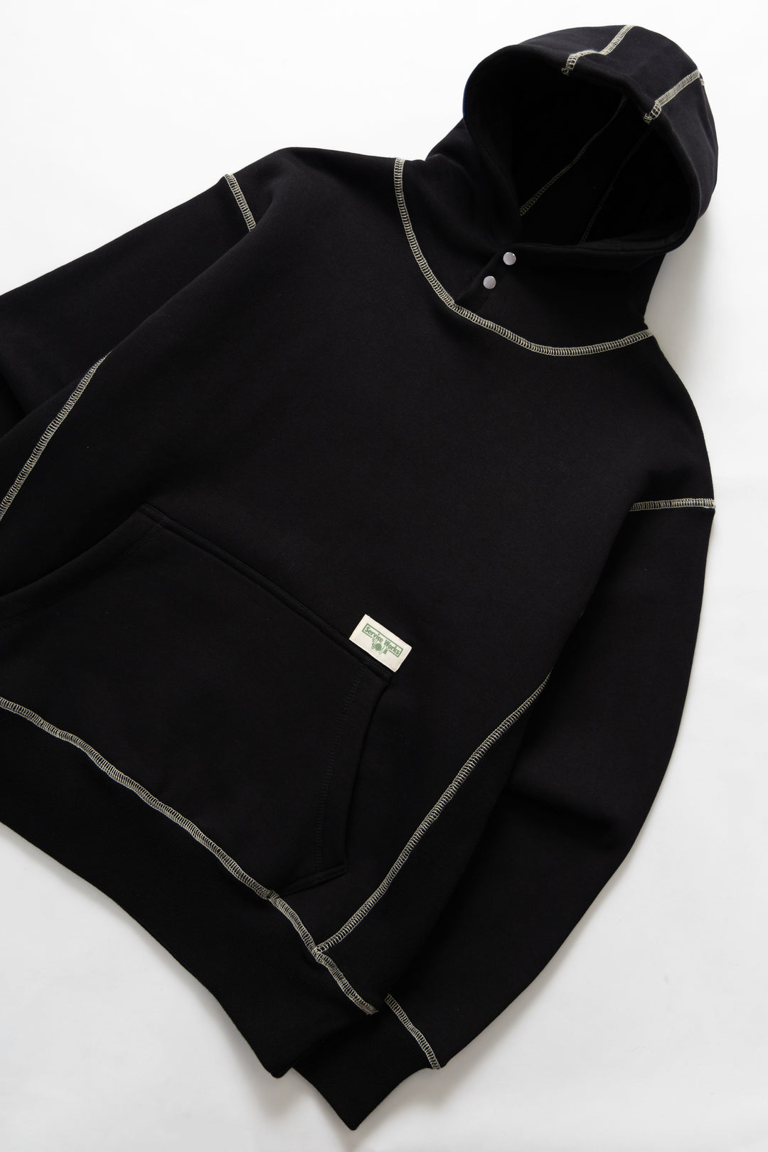 Contrast Stitch Hoodie - Black
