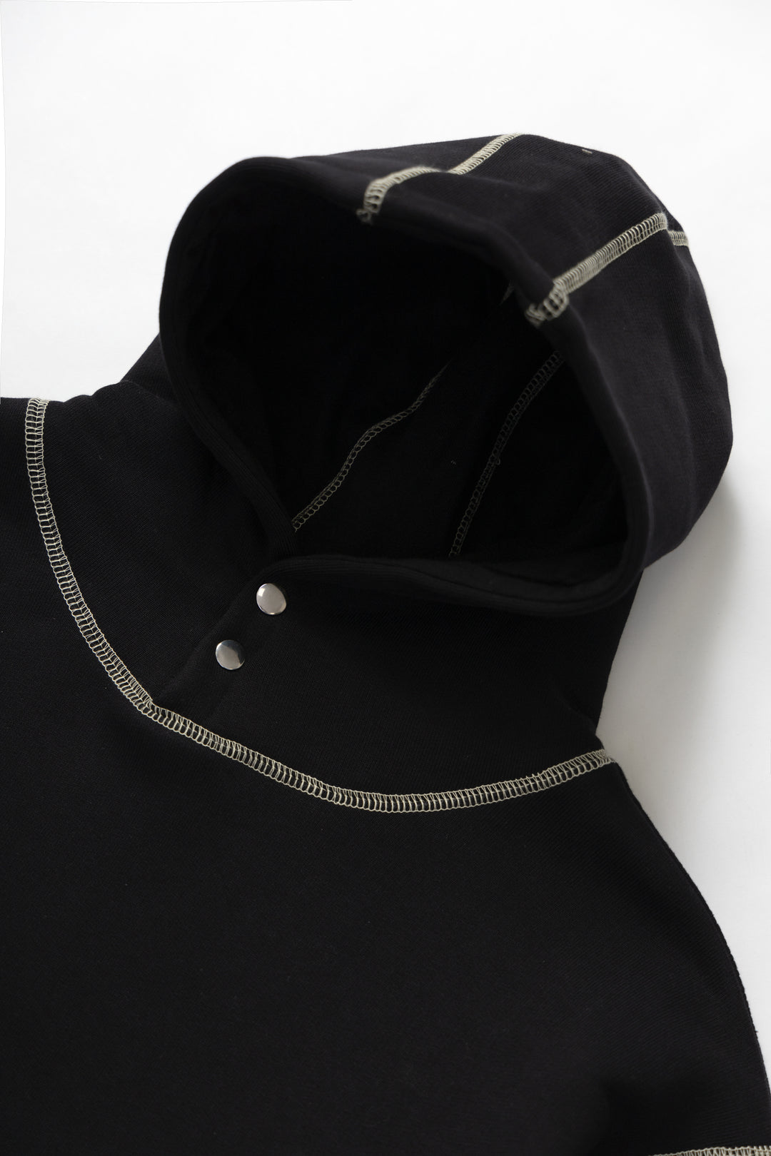 Contrast Stitch Hoodie - Black
