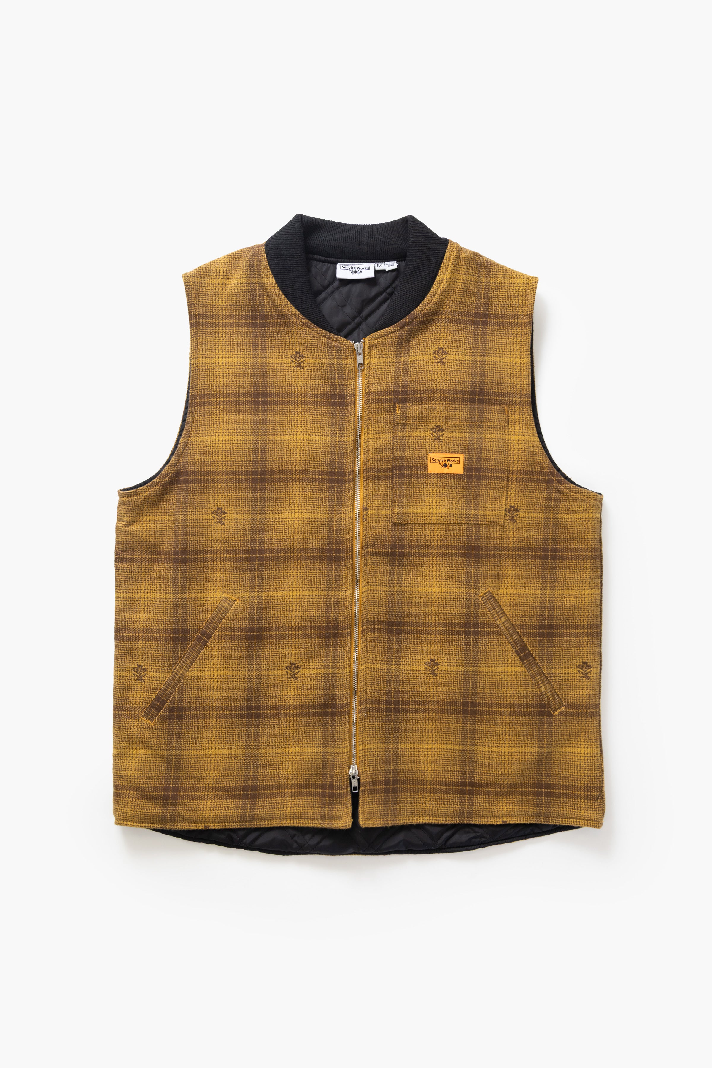 Service Works - Thistle Plaid Padded Work Vest - Ochre – Service