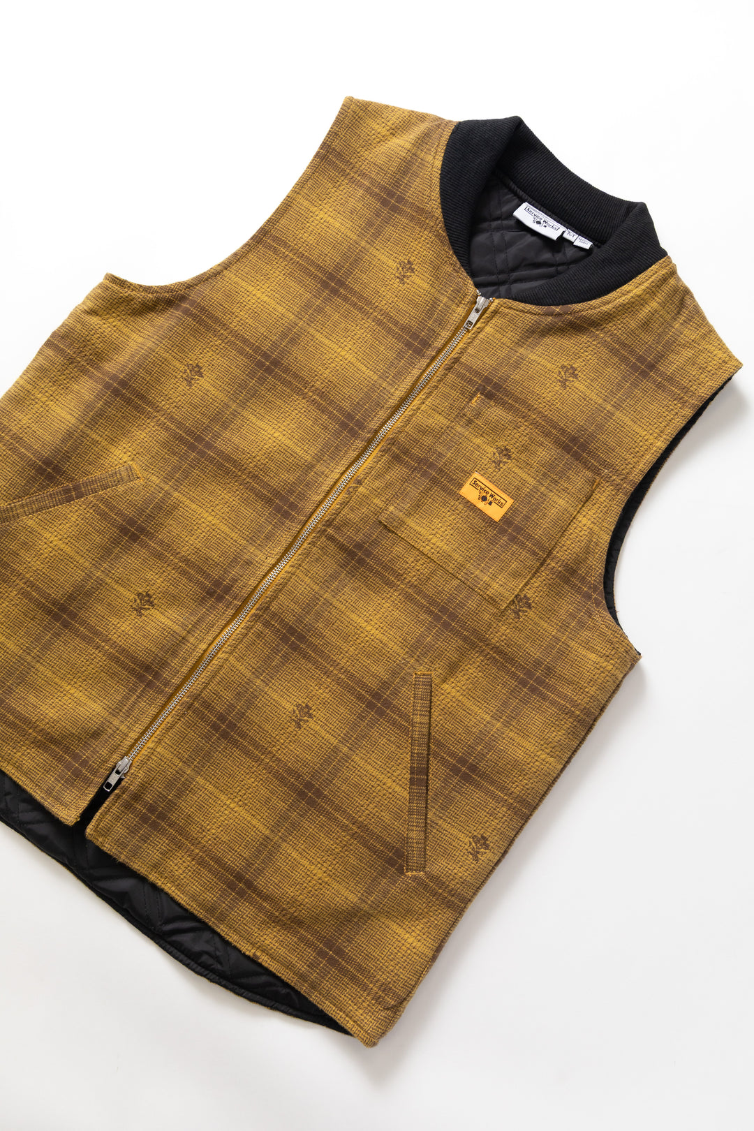 Thistle Plaid Padded Work Vest - Ochre