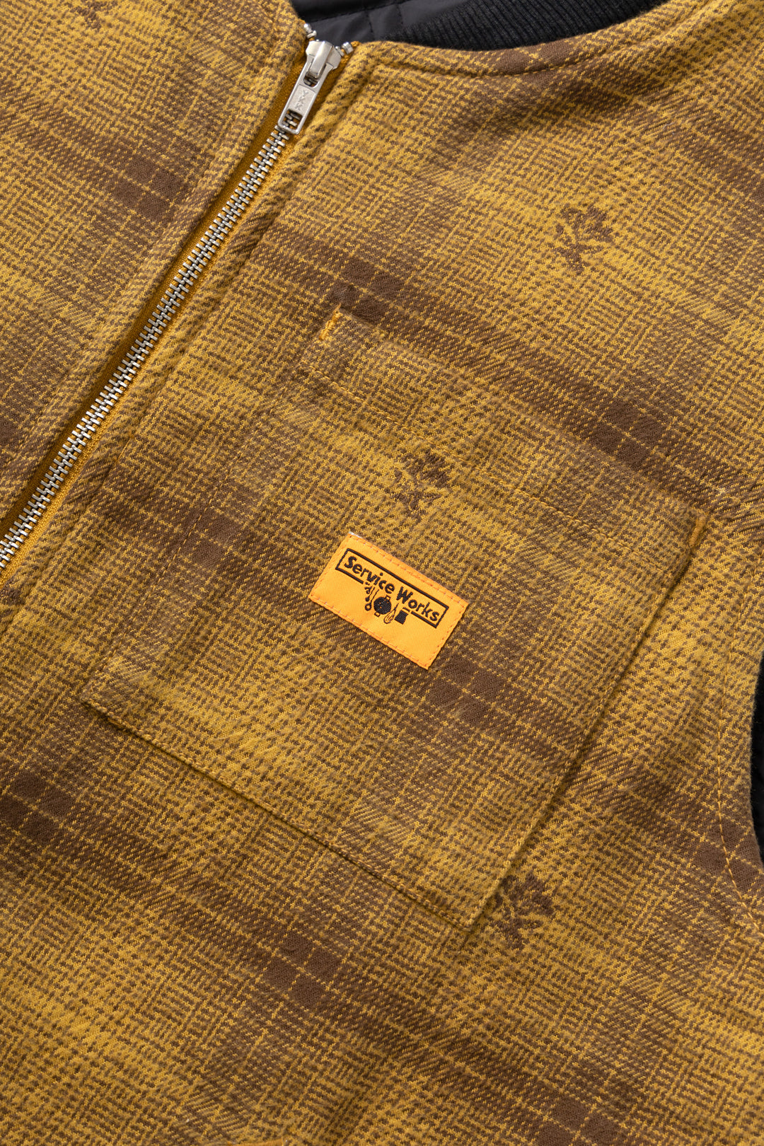 Thistle Plaid Padded Work Vest - Ochre