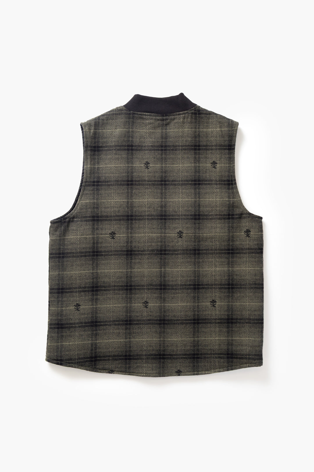 Thistle Plaid Padded Work Vest - Olive