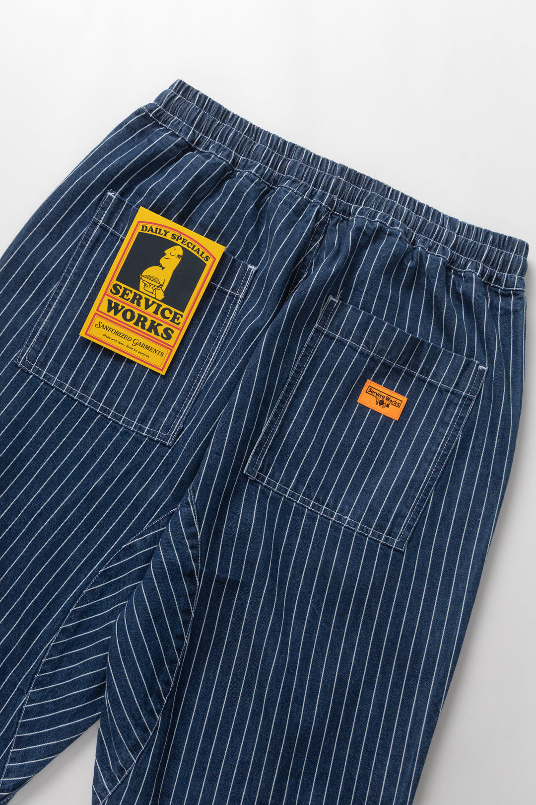 Pinstripe Denim Chef Pants - Indigo