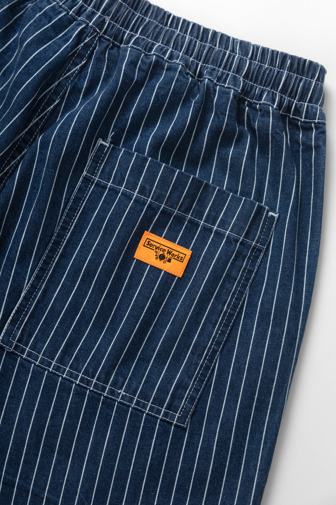 Pinstripe Denim Chef Pants - Indigo