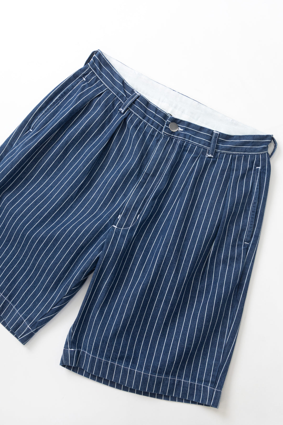 Pinstripe Denim Part Timer Shorts - Indigo