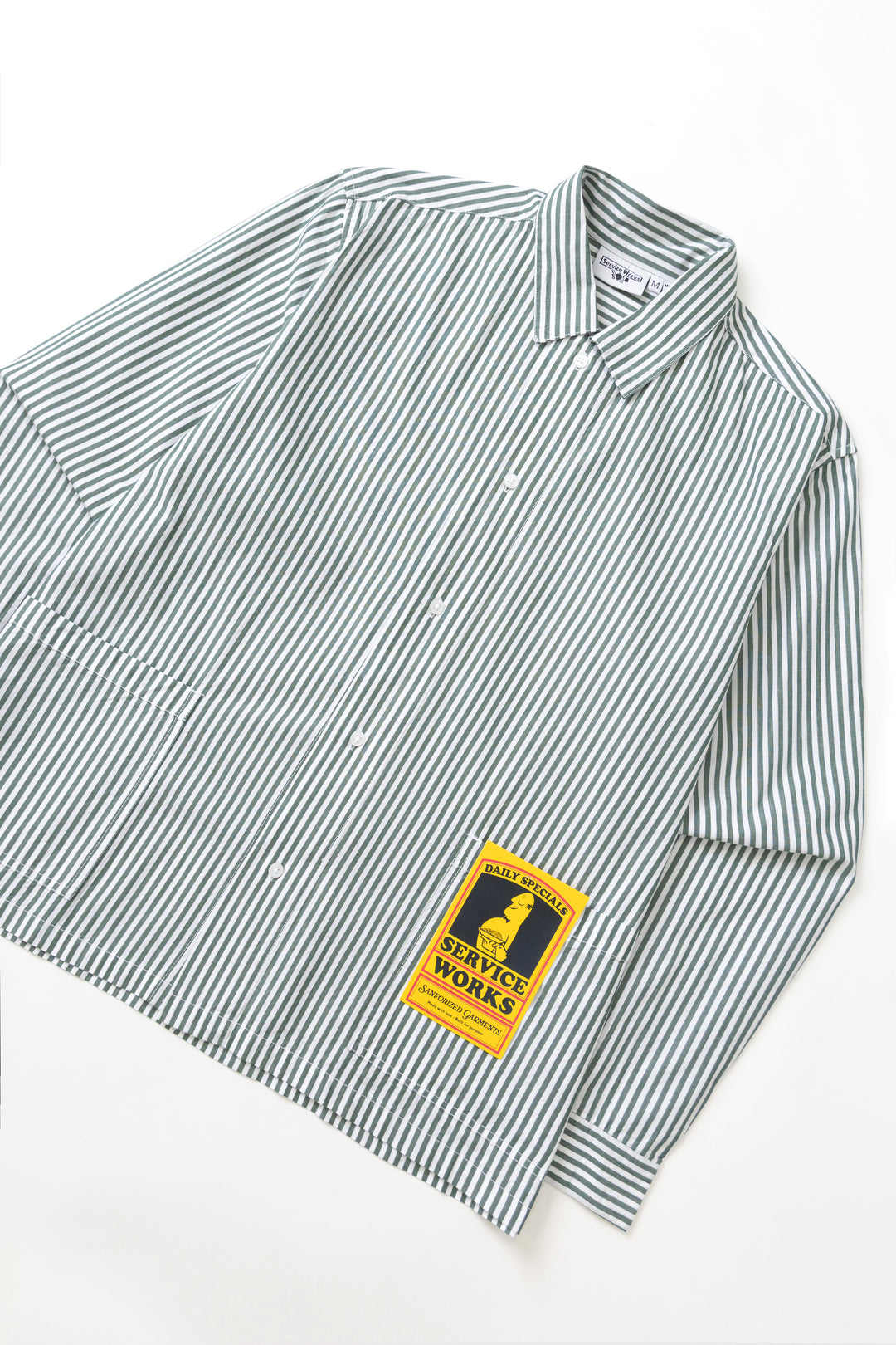 Poplin Stripe Waiter Shirt - Forest