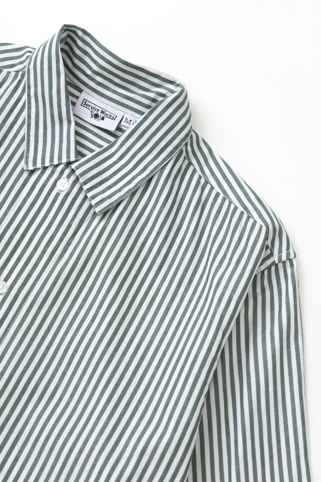 Poplin Stripe Waiter Shirt - Forest