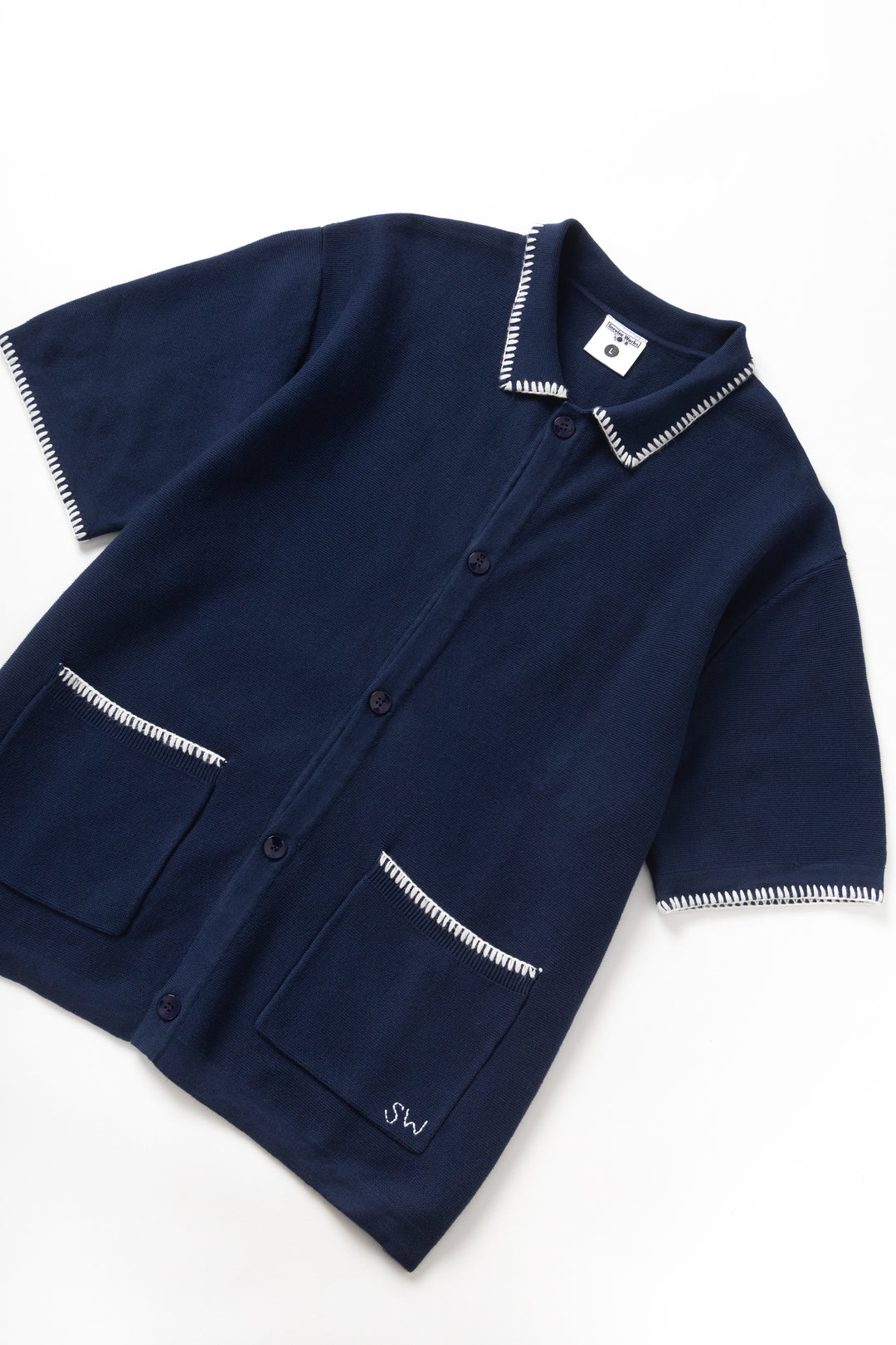 Blanket Stitch Knit - Navy