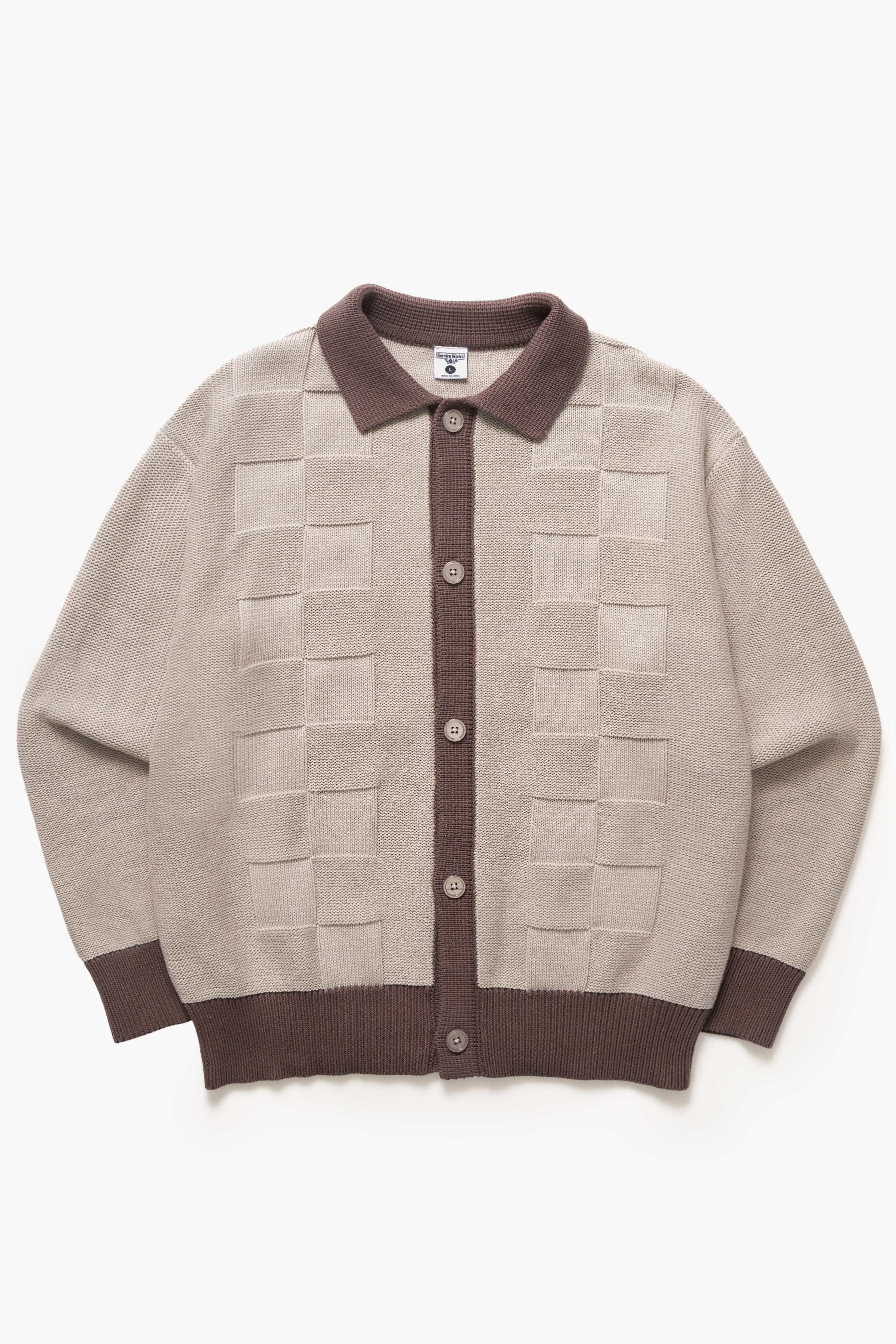 【keijulia様】新品　check tweed cardigan　F Service Works - Check Panel Cardigan - Mushroom – Service Works London