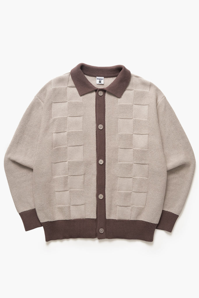 トップス cdg homme check panel cardigan archive SW223-CheckPanelCardigan-