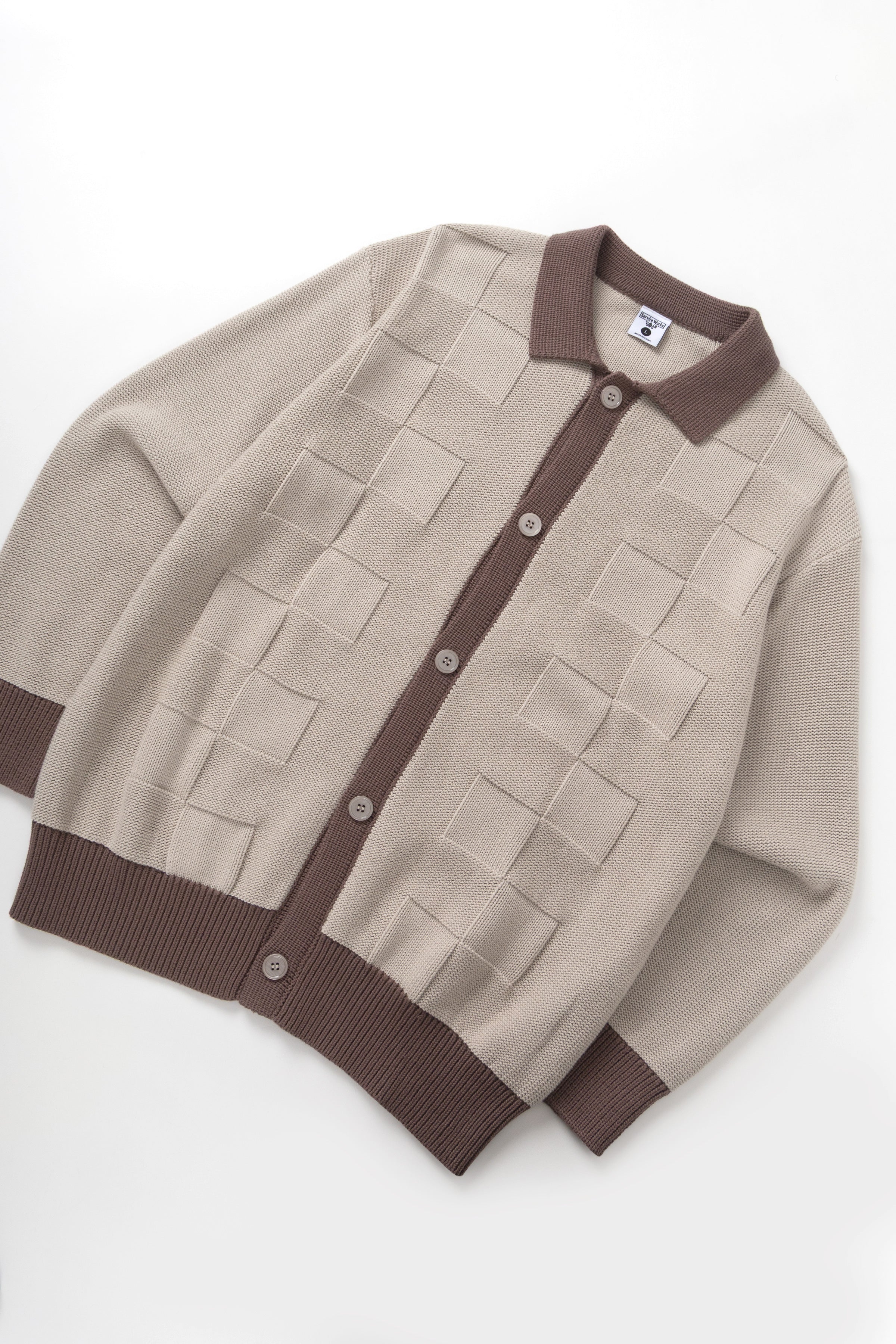 Check Panel Cardigan - Mushroom – Service Works London