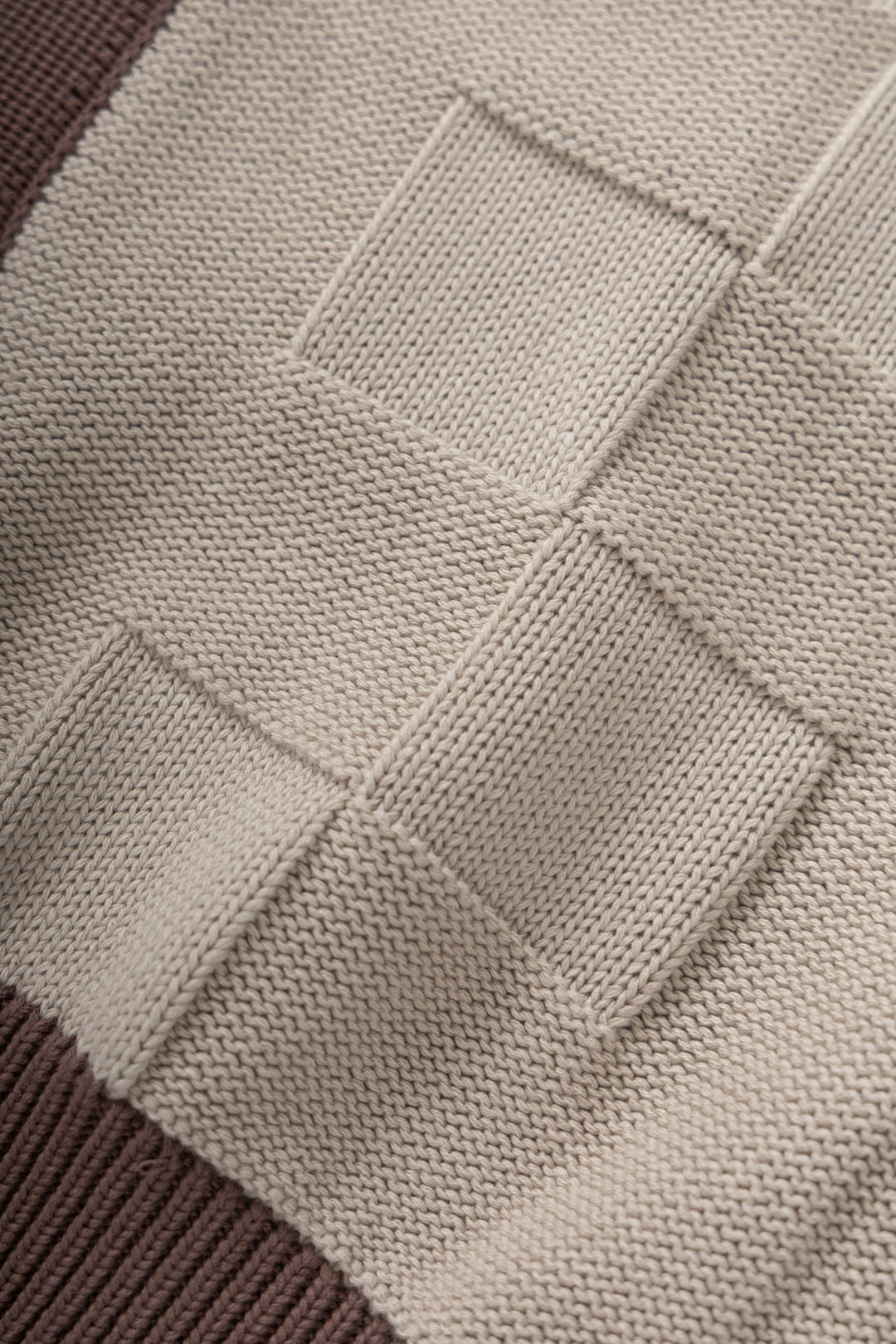 Check Panel Cardigan - Mushroom