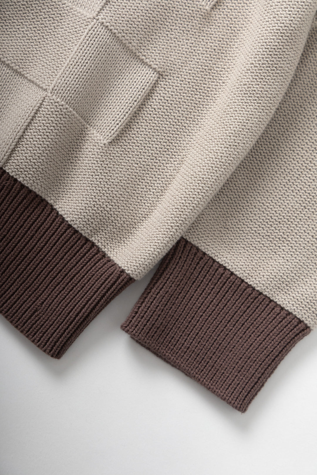 Check Panel Cardigan - Mushroom