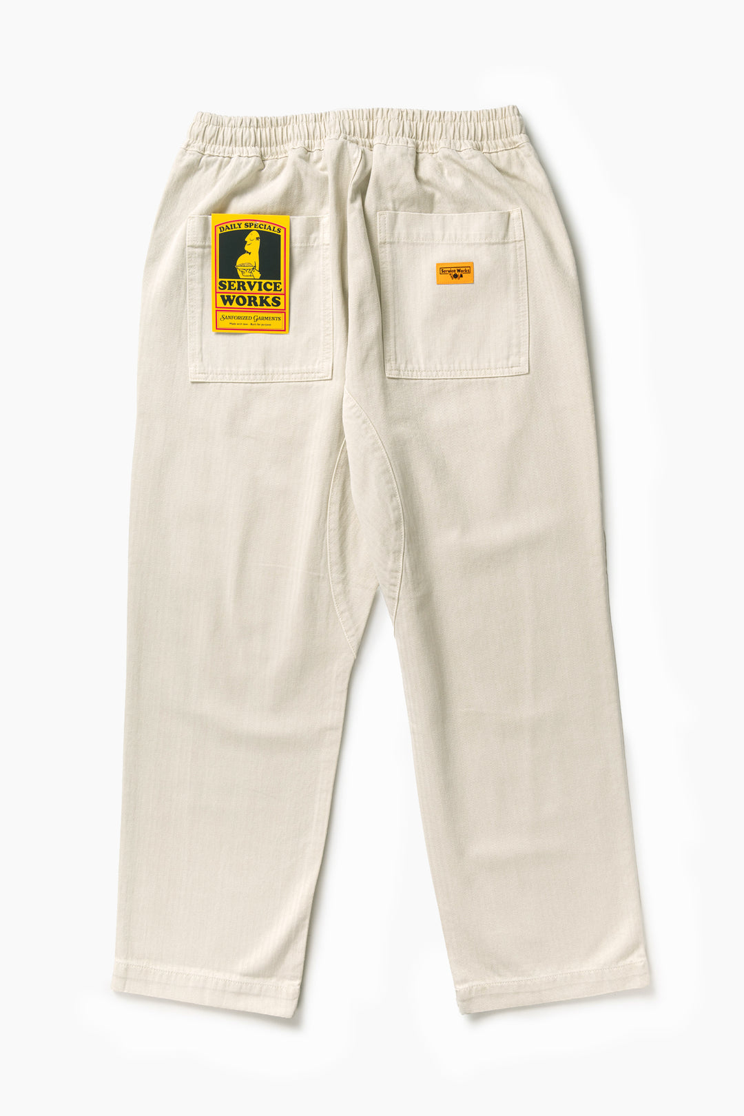 Pigment Herringbone Chef Pants - Bone