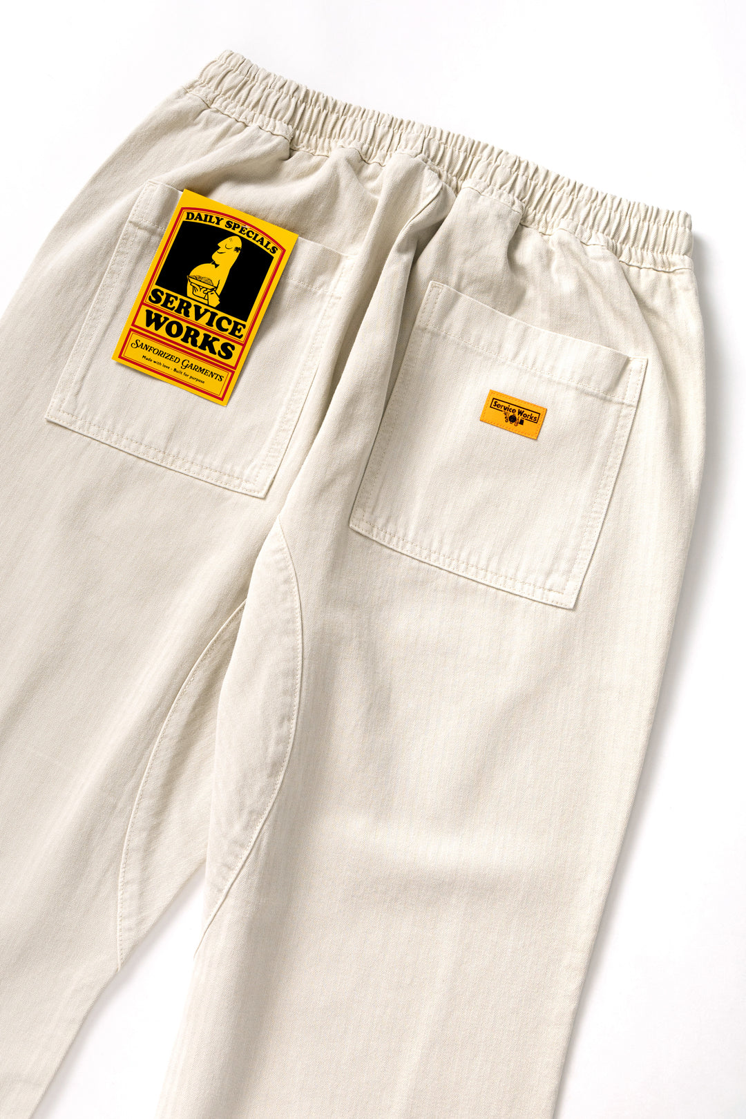 Pigment Herringbone Chef Pants - Bone