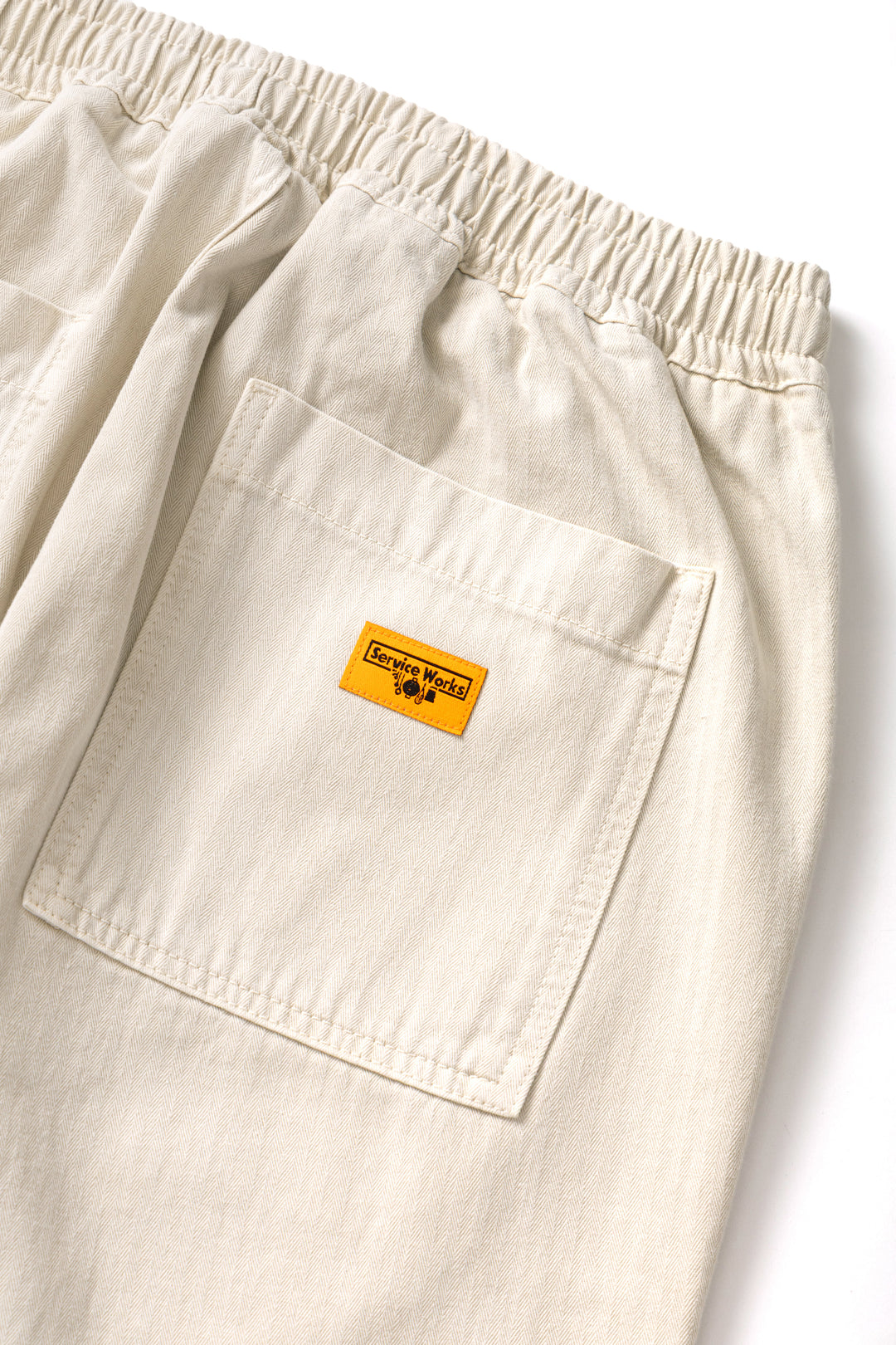 Pigment Herringbone Chef Pants - Bone