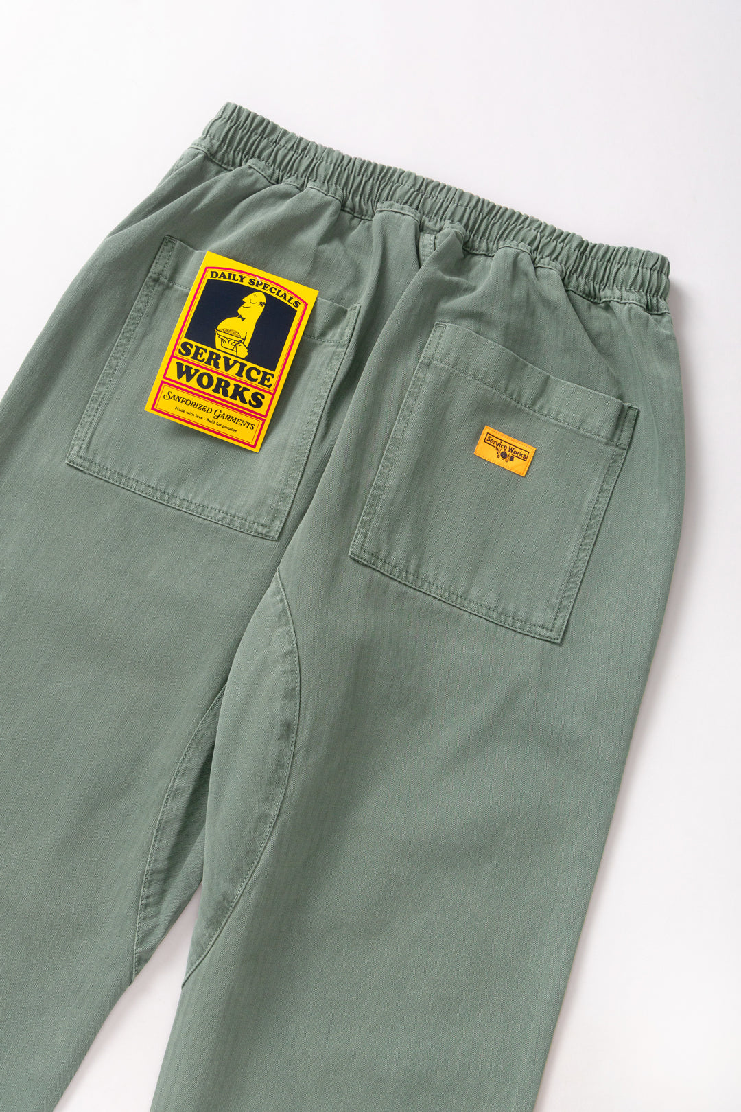 Pigment Herringbone Chef Pants - Olive
