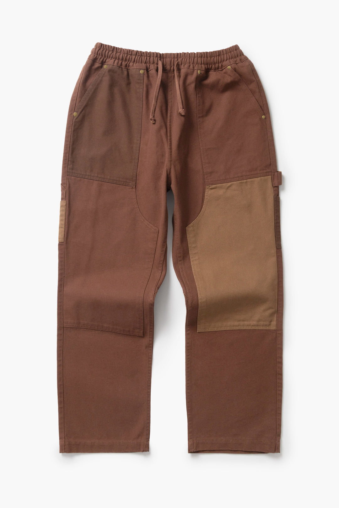 Patchwork Utility Chef Pants - Brown