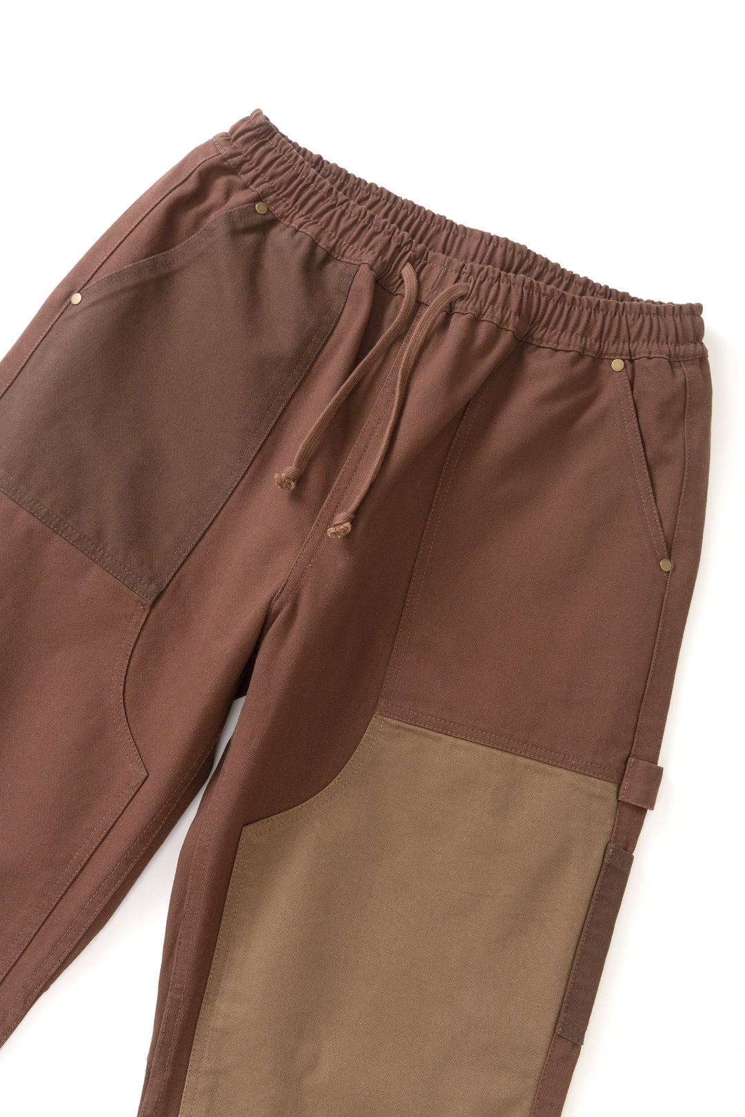 Patchwork Utility Chef Pants - Brown