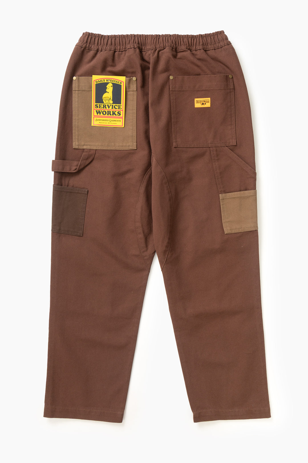 Patchwork Utility Chef Pants - Brown