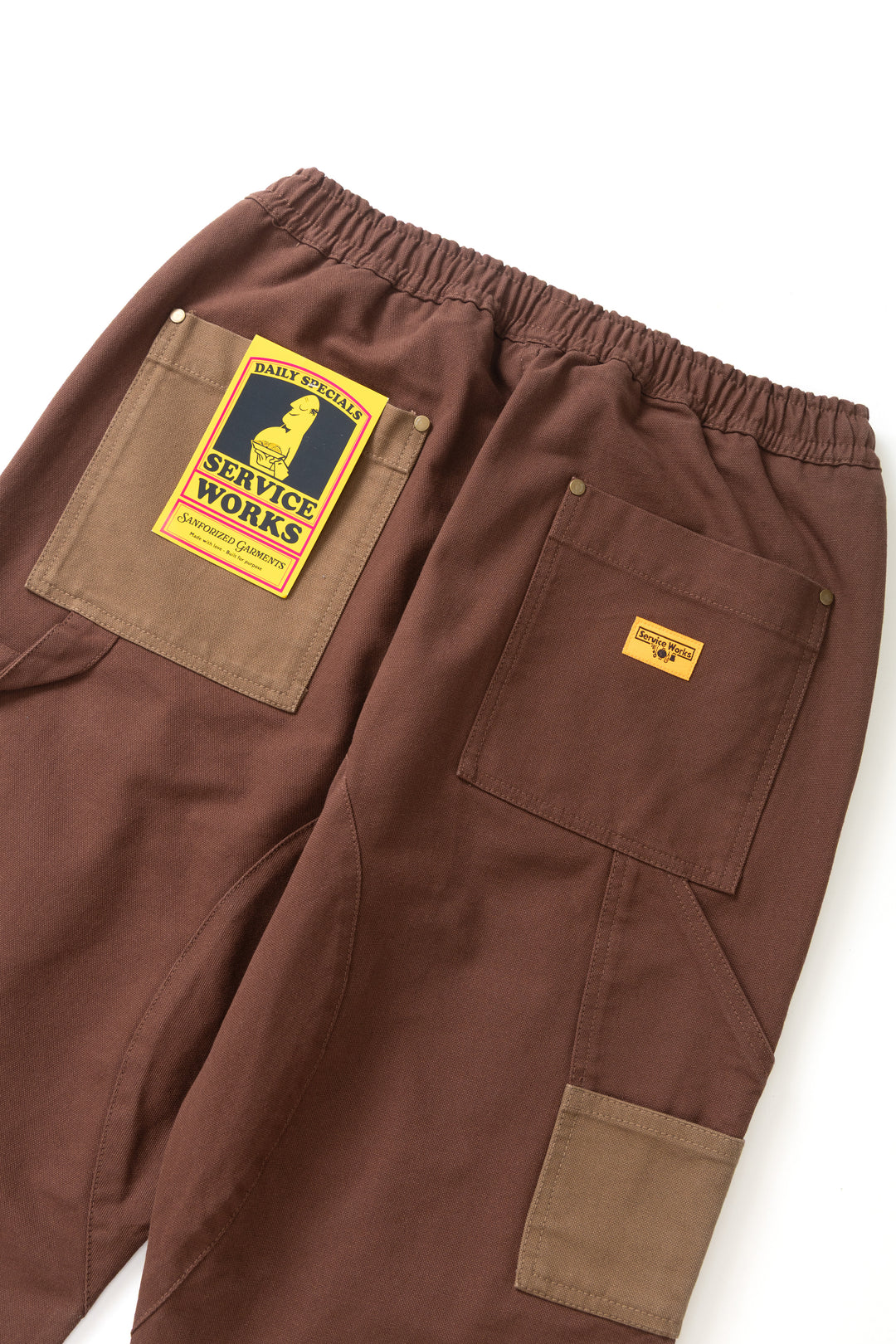 Patchwork Utility Chef Pants - Brown