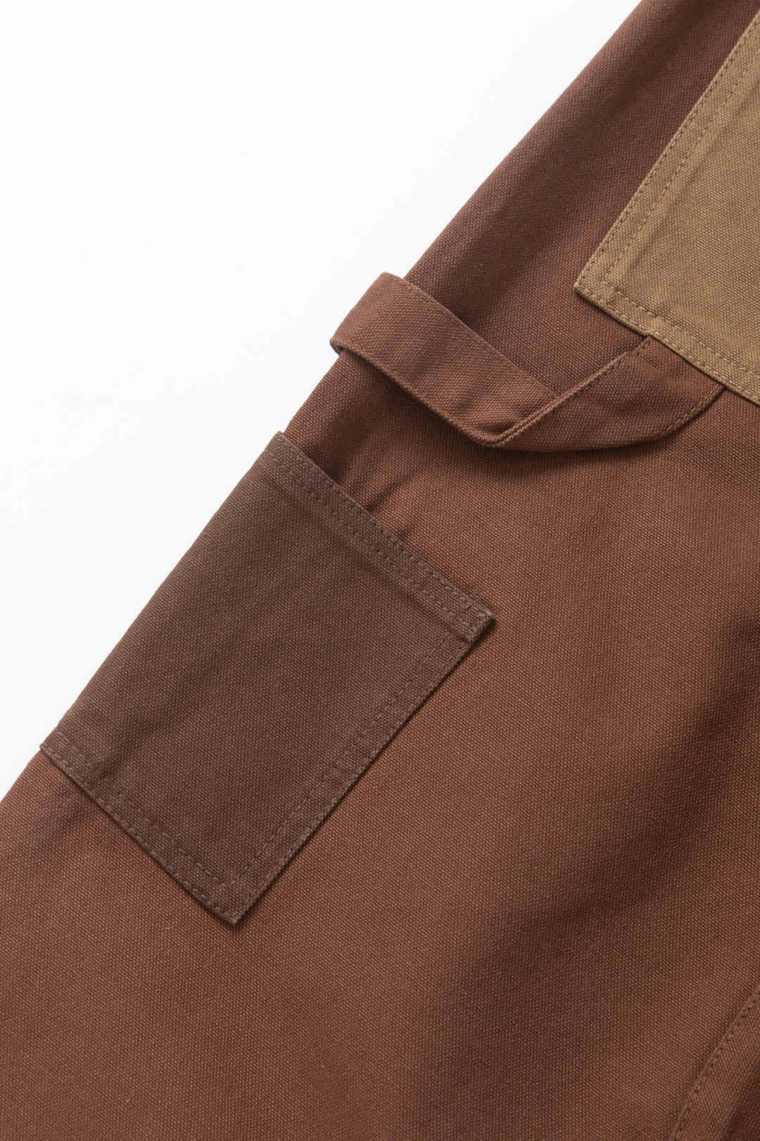 Patchwork Utility Chef Pants - Brown