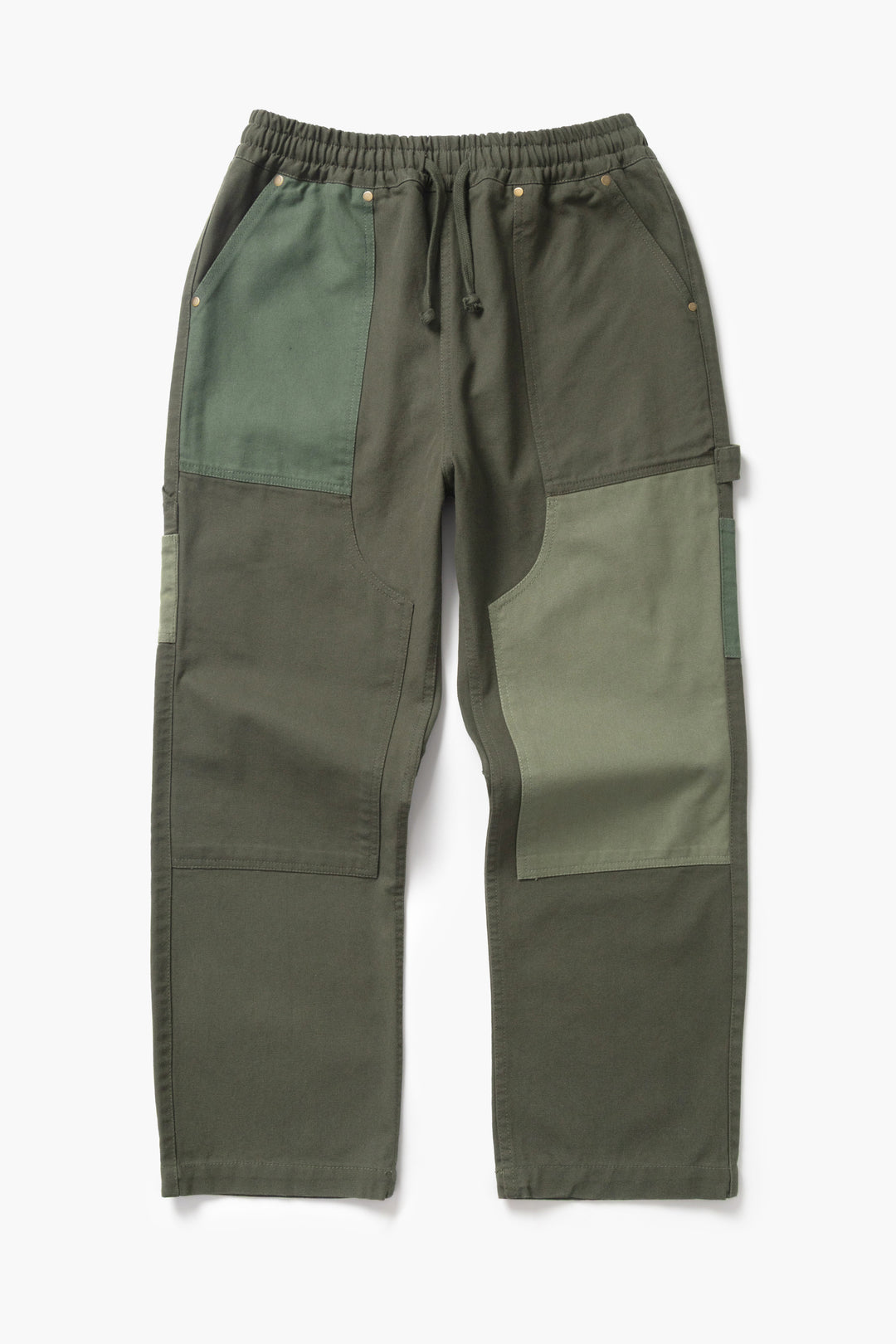 Patchwork Utility Chef Pants - Green