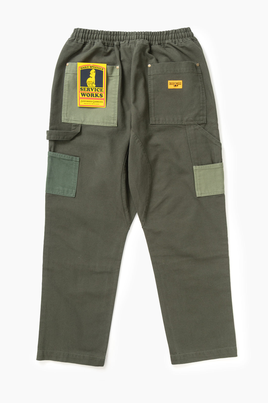 Patchwork Utility Chef Pants - Green