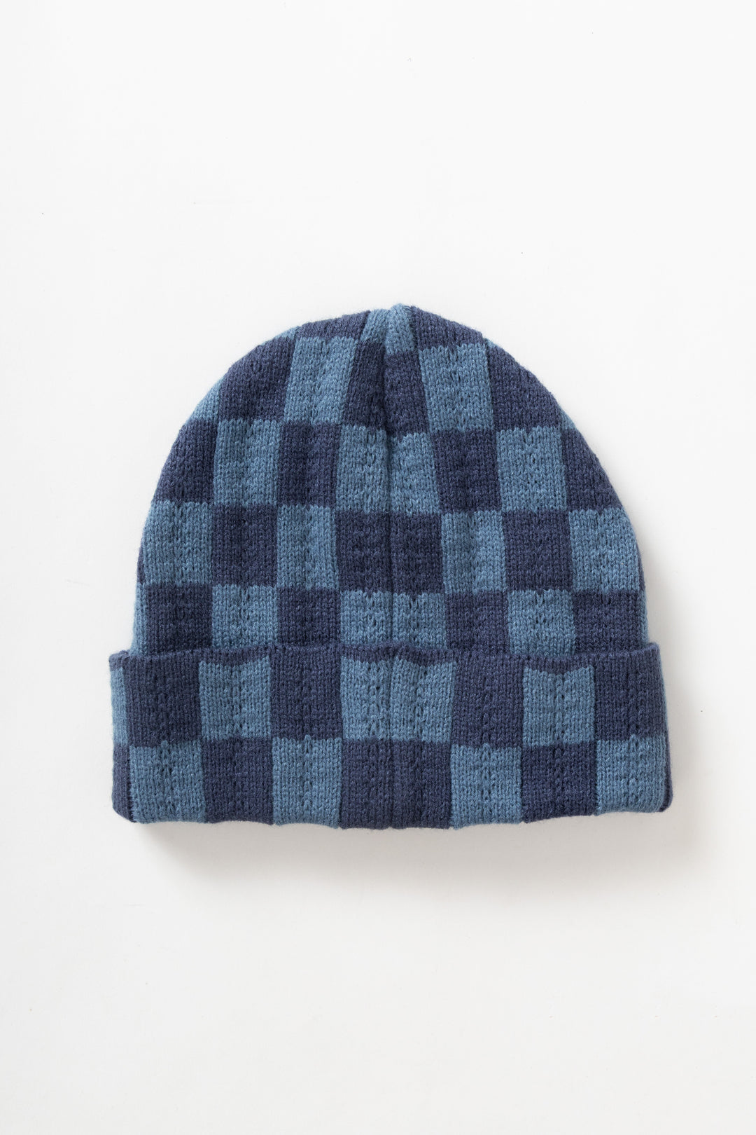 Chunky Check Beanie - Navy