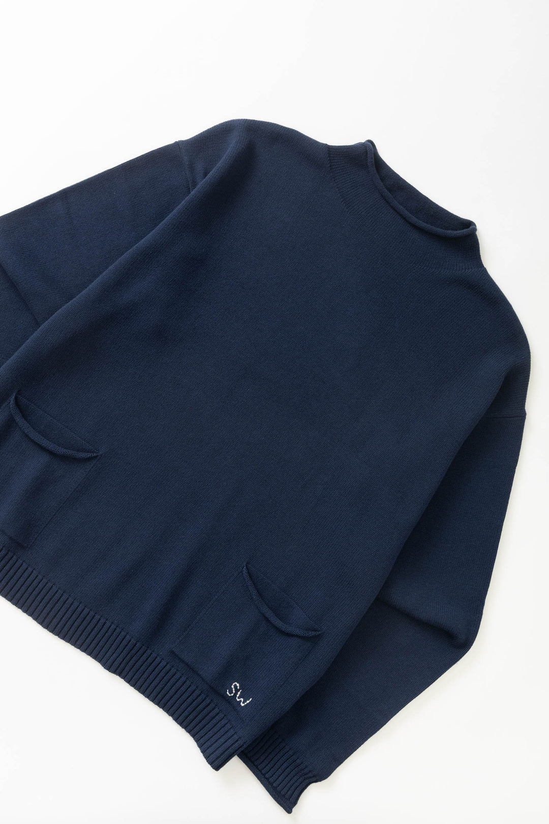 Mock Smock Sweater - Navy