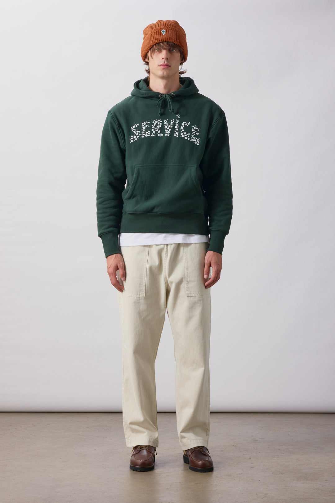 Pigment Herringbone Chef Pants - Bone